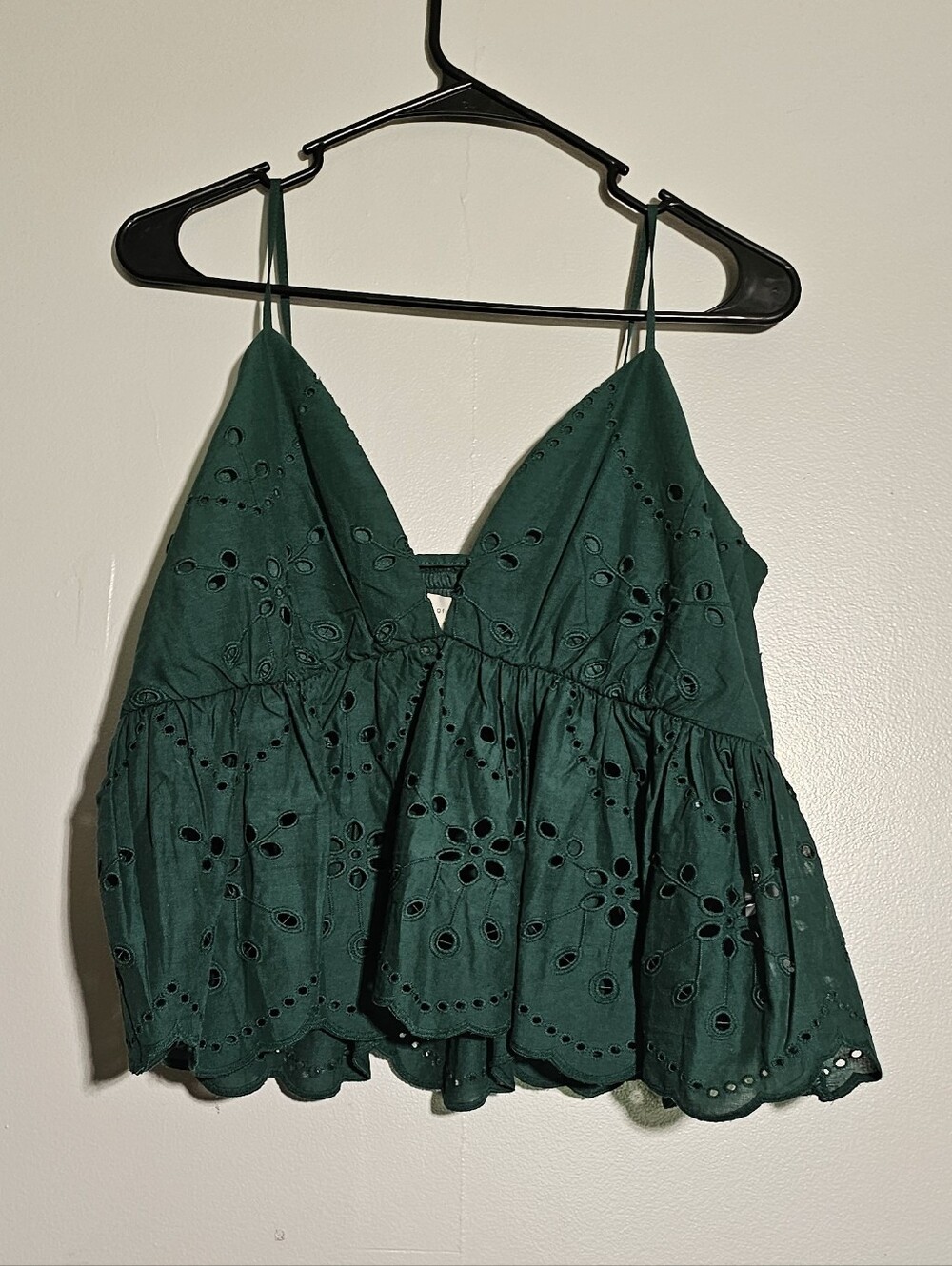 Free People Emerald Eyelet Peplum Camisole with Adjustable Straps